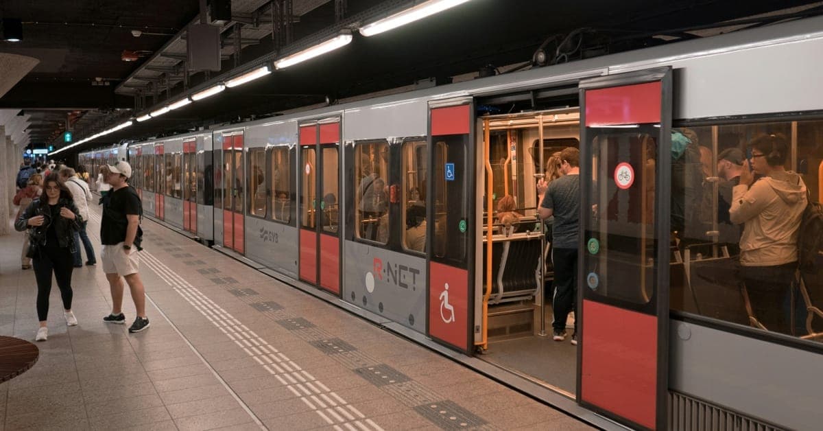 Train platform with people waiting